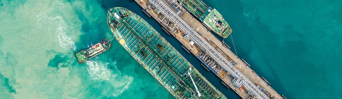 Tanker cargo ship operation at port