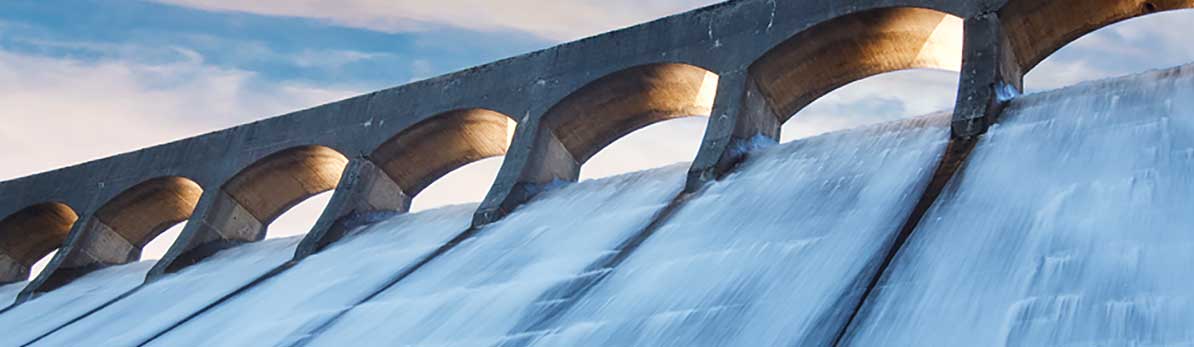 Reservoir damming water to feed hydro power station