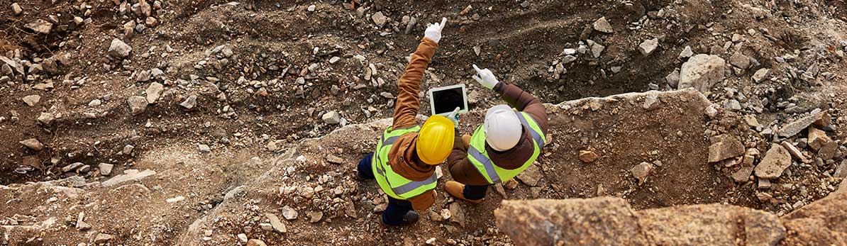 Industrial workers at mining worksite