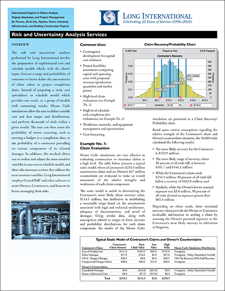 Risk and Uncertainty Analysis Services Brochure