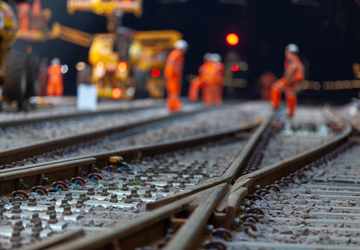 Construction on railway station tracks