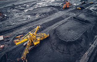 Coal mining at an open pit